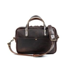 Go Forth Goods Martin Leather Briefcase Dark Brown Handmade Laptop Messenger Bag